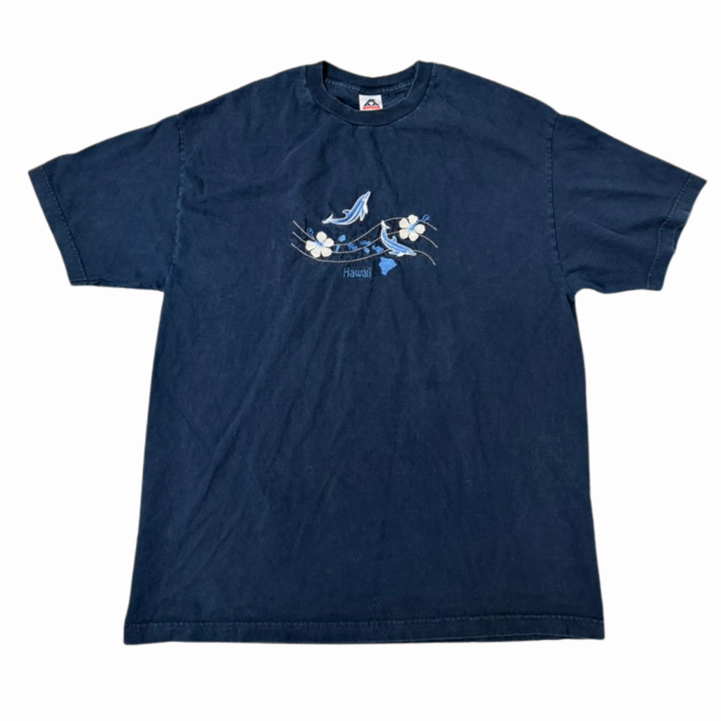 Faded Hawaii Floral Navy Tee-XL