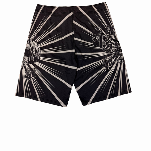 Black and White Skull Graphic Board Shorts-38